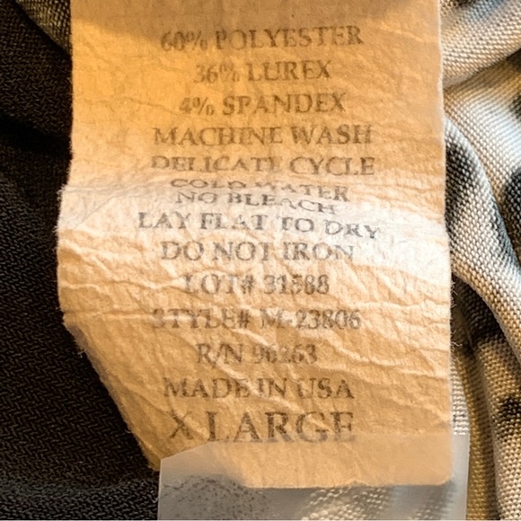 Jason Maxwell Stretch Top Layered Black Gray Animal Print Made in USA Womens XL - Picture 8 of 8